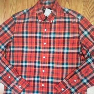J. Crew Red Plaid Button-Down Shirt with Blue and White Checks